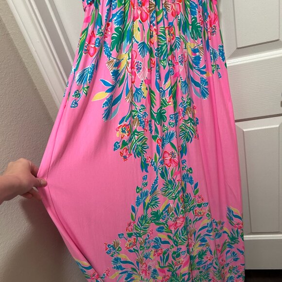 Lilly Pulitzer Verona Flutter Sleeve Maxi Dress in Havana Pink Casa Jaguar - 2 - Picture 2 of 11
